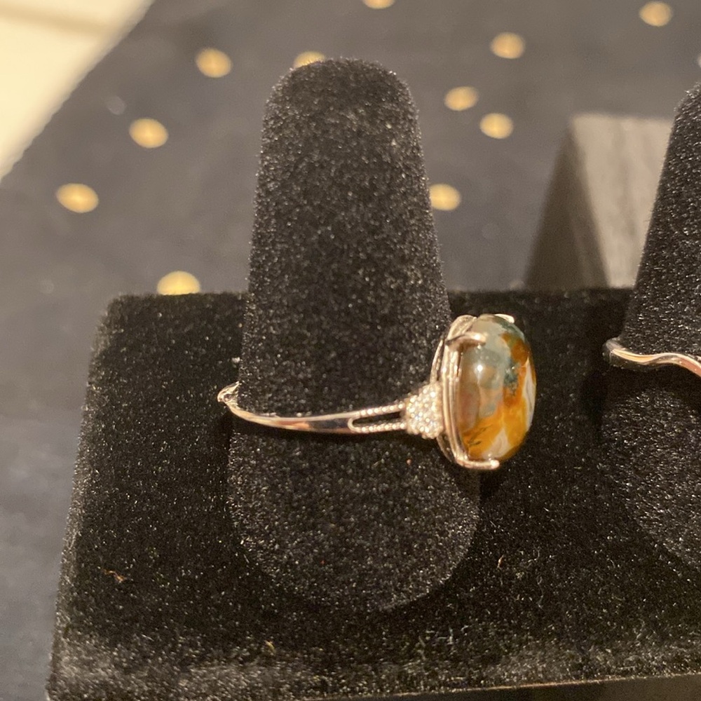 Moss and Carnelian Adjustable S925 ring - Picture 4 of 4
